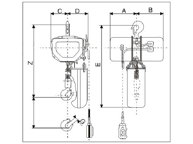 日立款環(huán)鏈電動(dòng)葫蘆設(shè)計(jì)圖